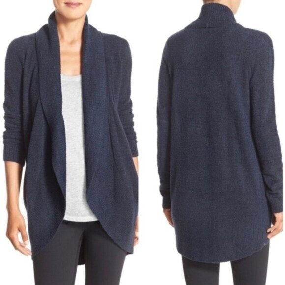 Barefoot Dreams CozyChic Lite Circle Cardi Navy Blue - Picture 1 of 8